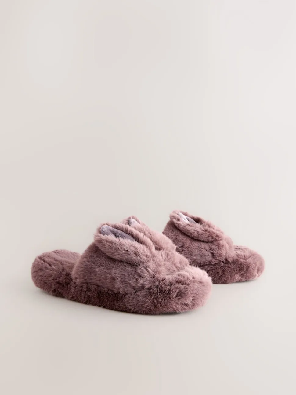 Nertsgrijs/bruin - Bunny Faux Fur Slider Slippers