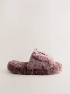 Nertsgrijs/bruin - Bunny Faux Fur Slider Slippers