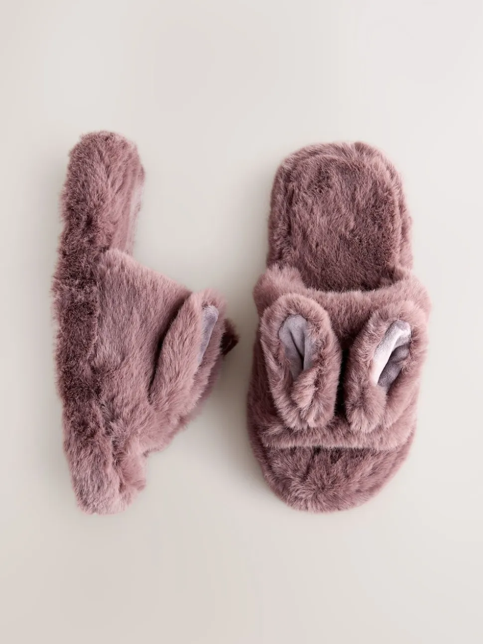 Nertsgrijs/bruin - Bunny Faux Fur Slider Slippers