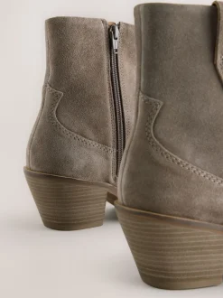 Nertsgrijs/bruin - Cowboy Block Heel Ankle Boots