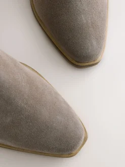 Nertsgrijs/bruin - Cowboy Block Heel Ankle Boots