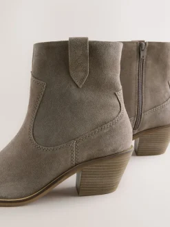 Nertsgrijs/bruin - Cowboy Block Heel Ankle Boots