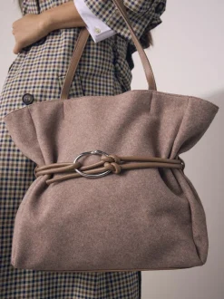 Nertsgrijs/bruin - Felt Belted Shoulder Bag