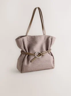 Nertsgrijs/bruin - Felt Belted Shoulder Bag