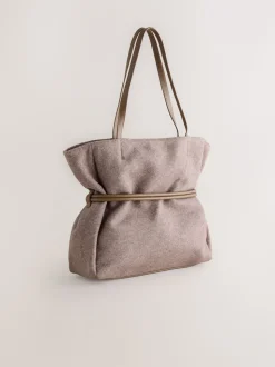 Nertsgrijs/bruin - Felt Belted Shoulder Bag