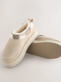 Nertsgrijs/bruin - Forever Comfort® Leather Fur Lined Cosy Platform Shoes