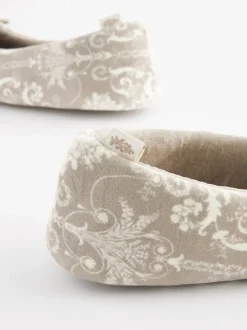 Nertsgrijs/bruin - Laura Ashley ballerina pantoffels
