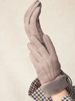 Nertsgrijs/bruin - N. Premium leren handschoenen van schapenvacht