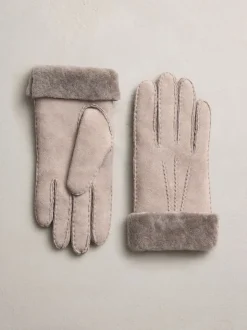 Nertsgrijs/bruin - N. Premium leren handschoenen van schapenvacht