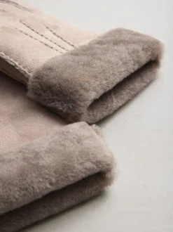 Nertsgrijs/bruin - N. Premium leren handschoenen van schapenvacht