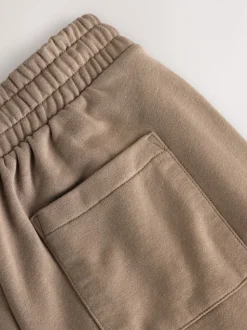 Nertsgrijs/bruin - self. joggingbroek met wijde pijpen