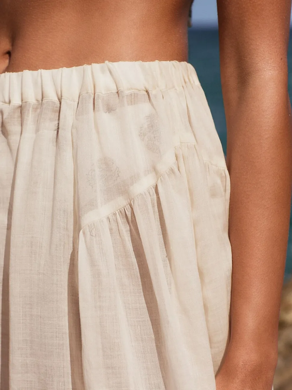 Neutraal - Beach Midi Skirt With Ramie