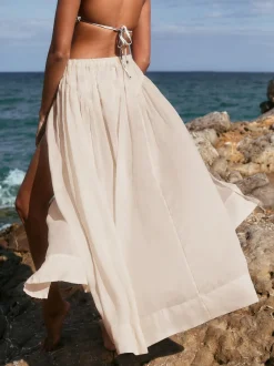 Neutraal - Beach Midi Skirt With Ramie