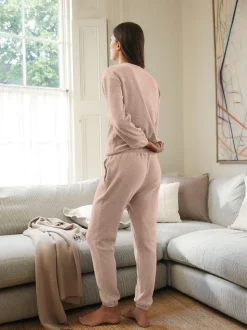 Neutraal - Gezellige pyjama met wafeldessin en lange mouwen