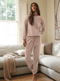 Neutraal - Gezellige pyjama met wafeldessin en lange mouwen