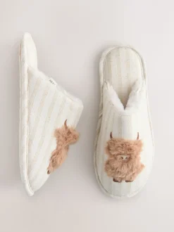 Neutraal - Hamish Linen Mule Slippers