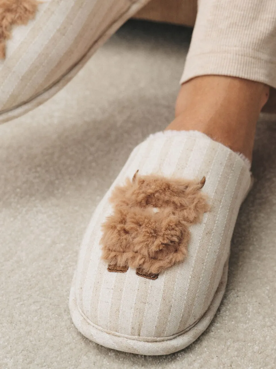 Neutraal - Hamish Linen Mule Slippers