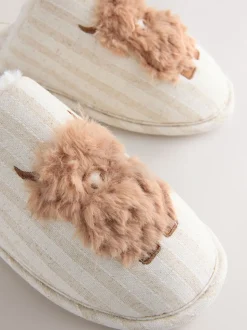 Neutraal - Hamish Linen Mule Slippers