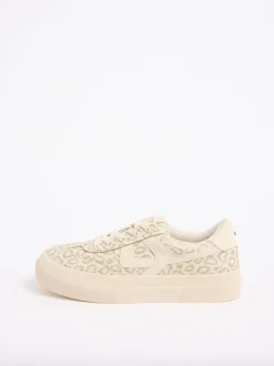 Neutraal - Lipsy Chunky Canvas Lace Up Sports Trainers