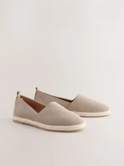Neutraal - Suède espadrilles met dichte neus