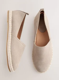 Neutraal - Suède espadrilles met dichte neus