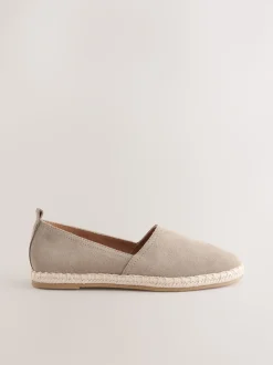 Neutraal - Suède espadrilles met dichte neus