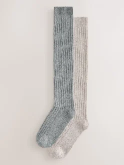 Neutraal - Thermal Wool Blend Knee High Socks 2 Pack With Silk