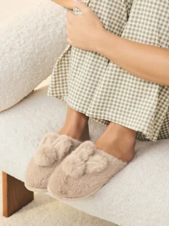 Neutraal met konijnenprint - Pantoffelmuiltjes