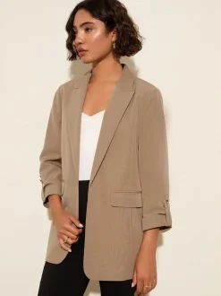 Neutraal Mokka - Friends Like These maatgesneden blazer met mouwdetails