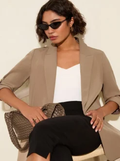 Neutraal Mokka - Friends Like These maatgesneden blazer met mouwdetails