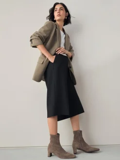 Neutraal taupe - Chisel Toe Block Heel Sock Boots