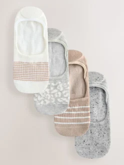 Neutral/Grey animal and stripe - 4 Paar sneaker-footsies