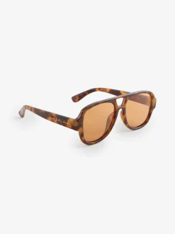 Never Fully Dressed Aviator Style Orange Lens Sunglasses