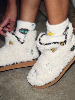 Never Fully Dressed Embroidery Slipper Boots