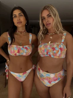 Never Fully Dressed felgekleurde geplooide bikinitop