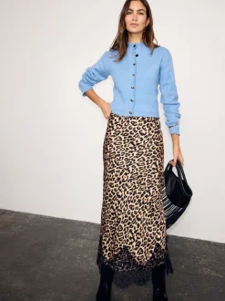 Never Fully Dressed Leopard Print Lace Maeva Midi Skirt