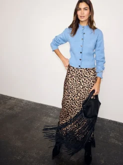 Never Fully Dressed Leopard Print Lace Maeva Midi Skirt