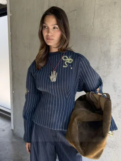 Never Fully Dressed Pinstripe Barrel Sweatshirt