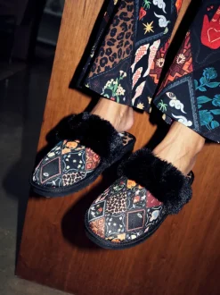 Never Fully Dressed Quilted Faux Fur Lined Mule Slippers