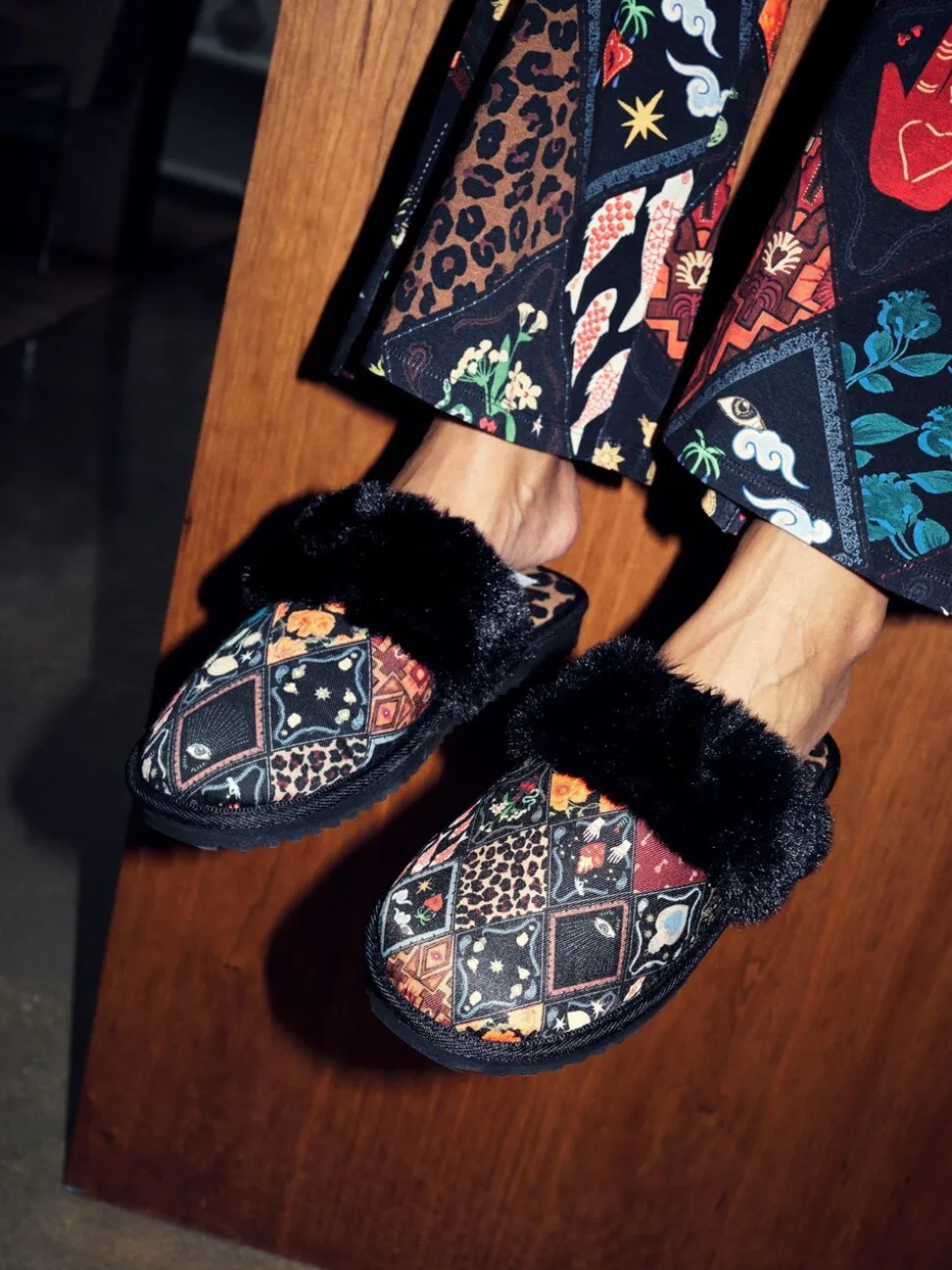 Never Fully Dressed Quilted Faux Fur Lined Mule Slippers