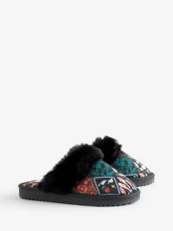 Never Fully Dressed Quilted Faux Fur Lined Mule Slippers