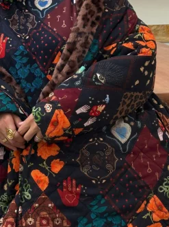 Never Fully Dressed Quilted Robe with Faux Fur Lining