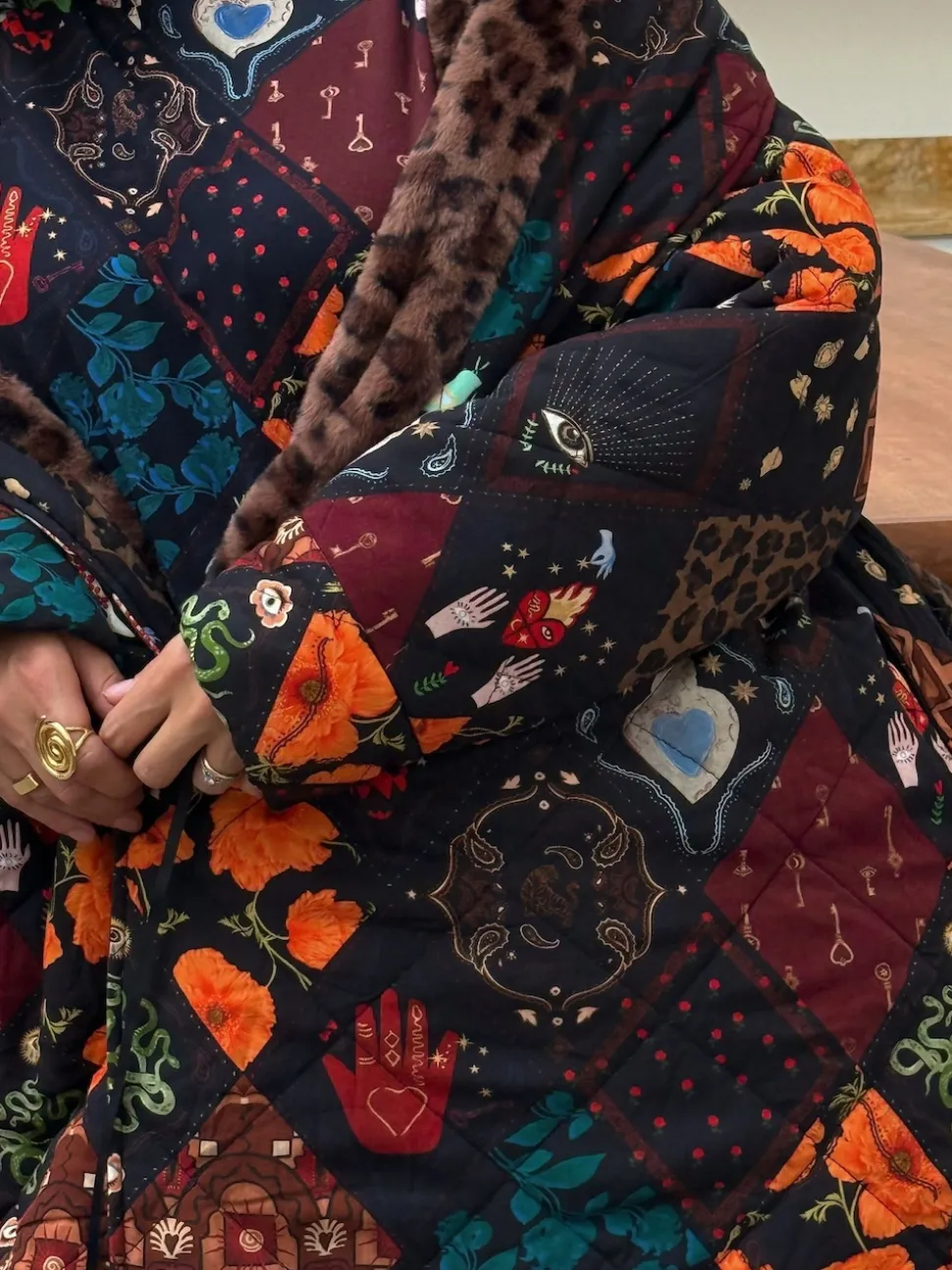 Never Fully Dressed Quilted Robe with Faux Fur Lining