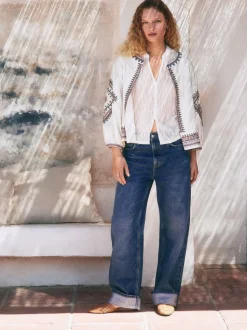 Normaal blauw - Boyfriend-jeans met omslag
