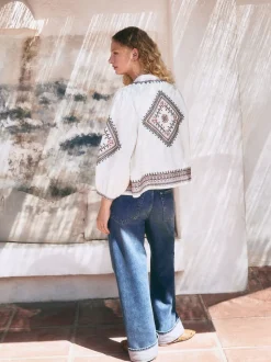 Normaal blauw - Boyfriend-jeans met omslag