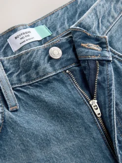 Normaal blauw - Boyfriend-jeans met omslag