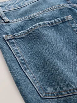 Normaal blauw - Boyfriend-jeans met omslag