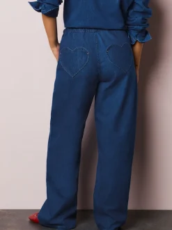 Normaal blauw - Heart Pocket Detail Wide Leg Joggers Jeans