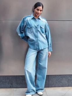 Normaal blauw - Jeans met wijde pijpen