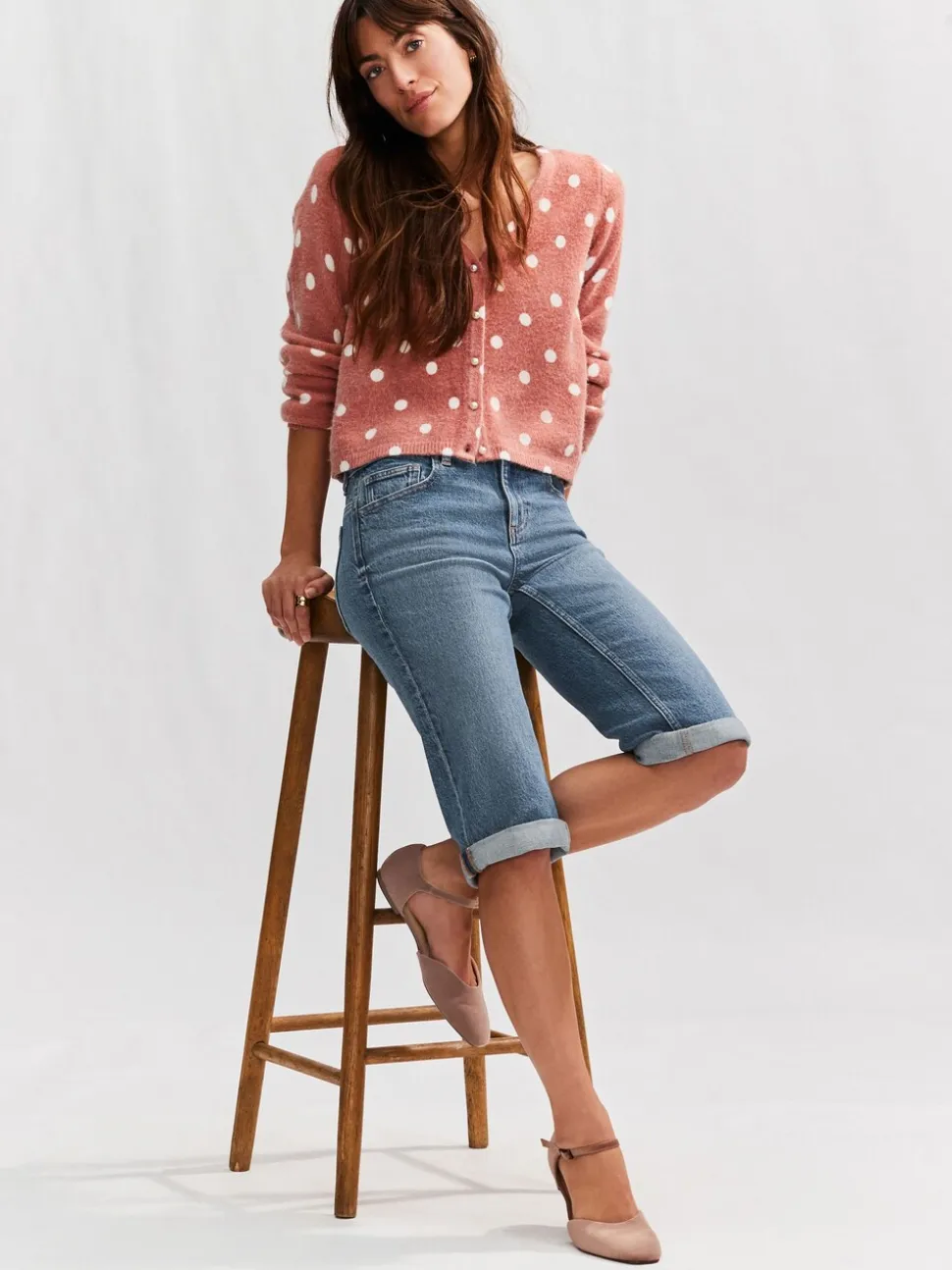 Normaal blauw - Knielange Bermuda denim shorts